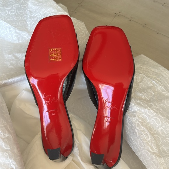 Christian Louboutin condora mule 55mm black patent sandal mule sz 38 - Picture 11 of 12
